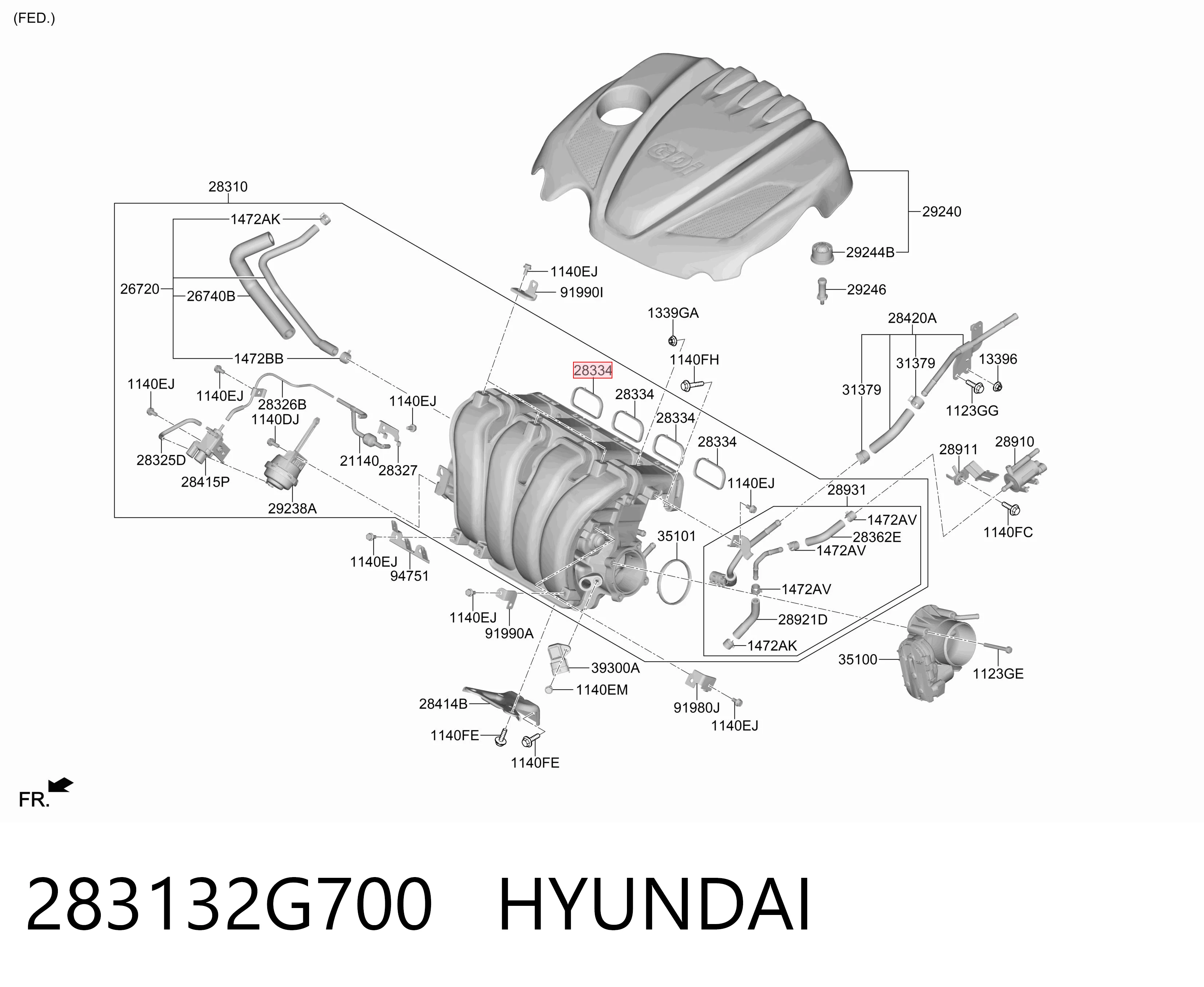 283132G700 Hyundai/Kia Juego de juntas, colector de admisión