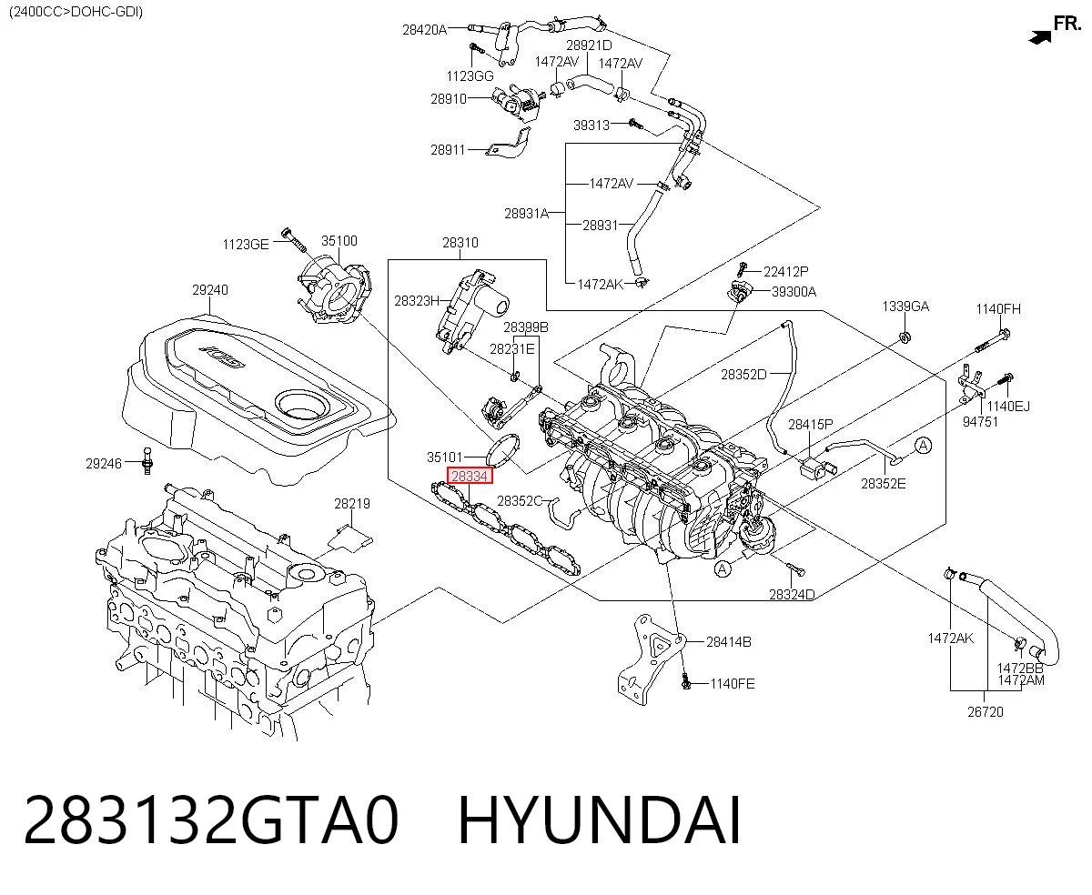 283132GTA0 Hyundai/Kia Juego de juntas, colector de admisión