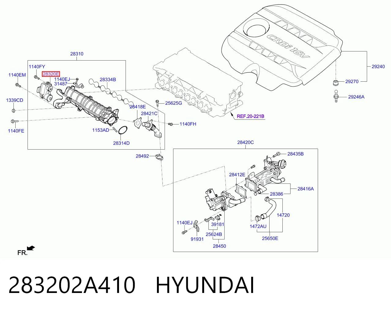 283202A410 Hyundai/Kia Cámara de turbulencia