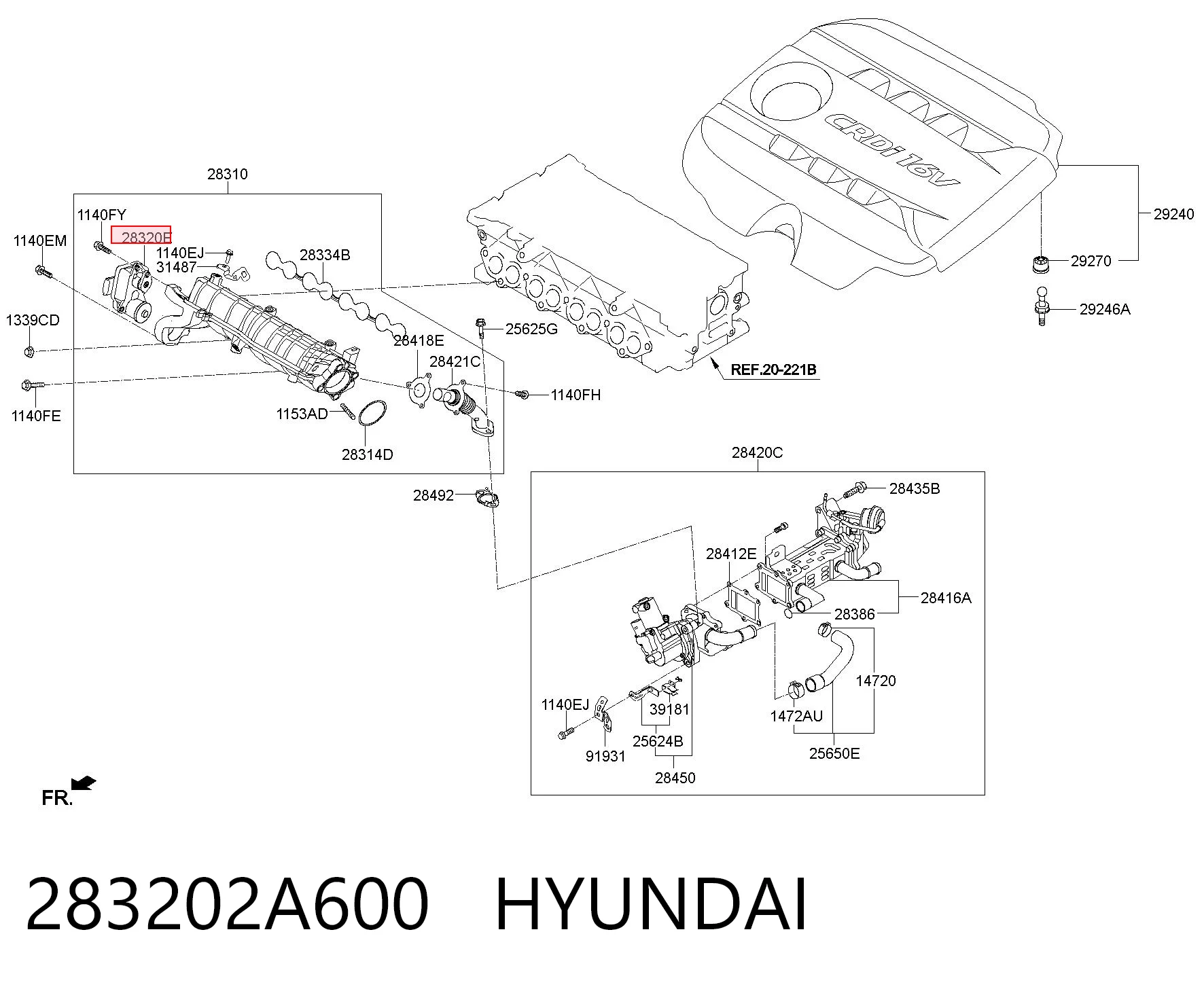 283202A600 Hyundai/Kia Válvula (actuador) del accionamiento de las mariposas del colector de admisión