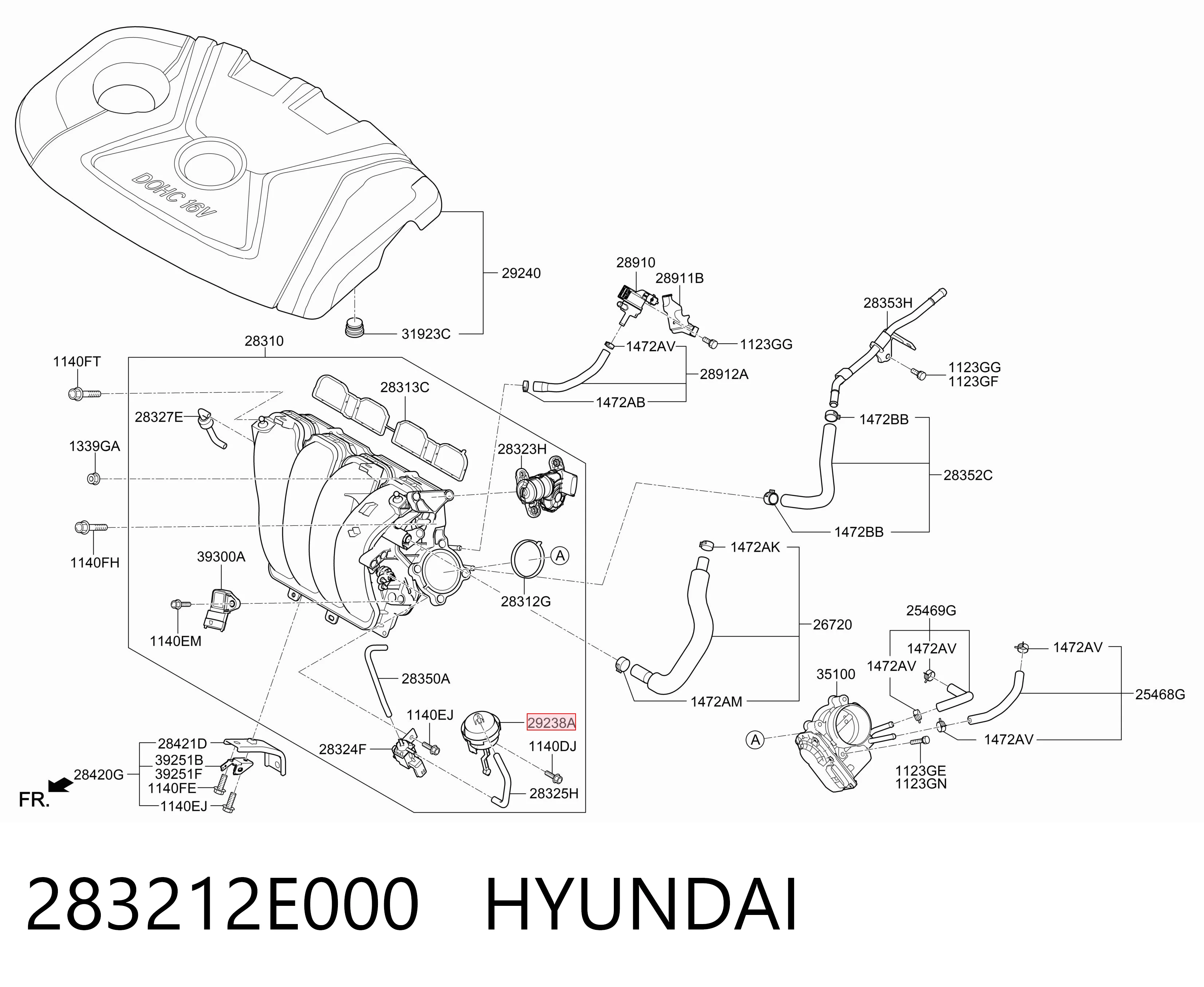 283212E000 Hyundai/Kia Válvula (actuador) del accionamiento de las mariposas del colector de admisión