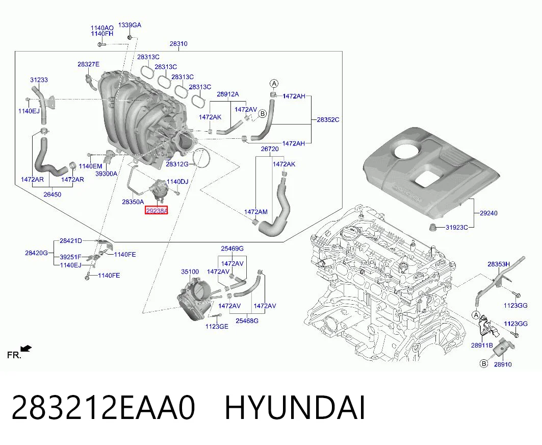 283212EAA0 Hyundai/Kia Válvula (actuador) del accionamiento de las mariposas del colector de admisión