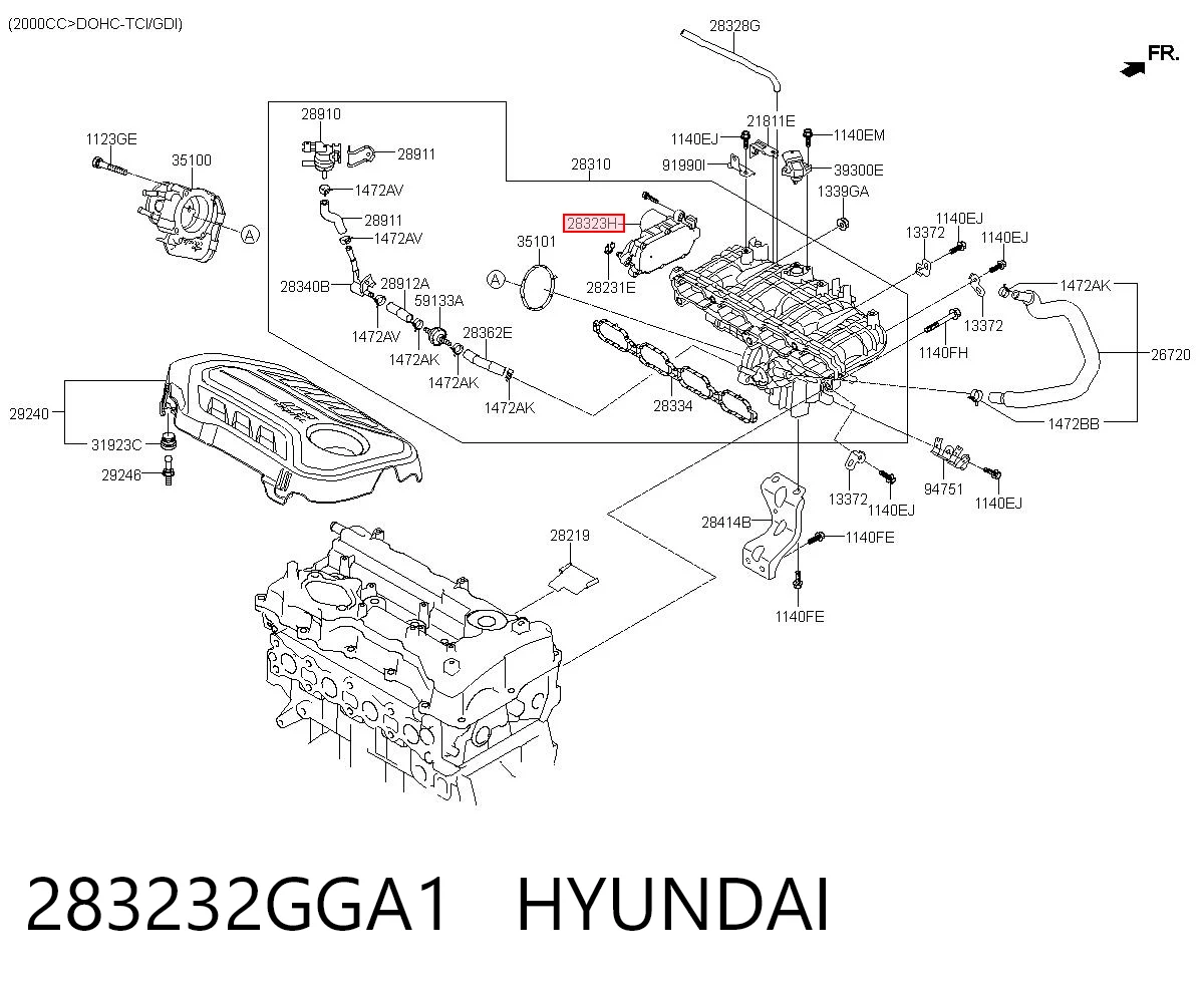 283232GGA1 Hyundai/Kia Válvula (actuador) del accionamiento de las mariposas del colector de admisión