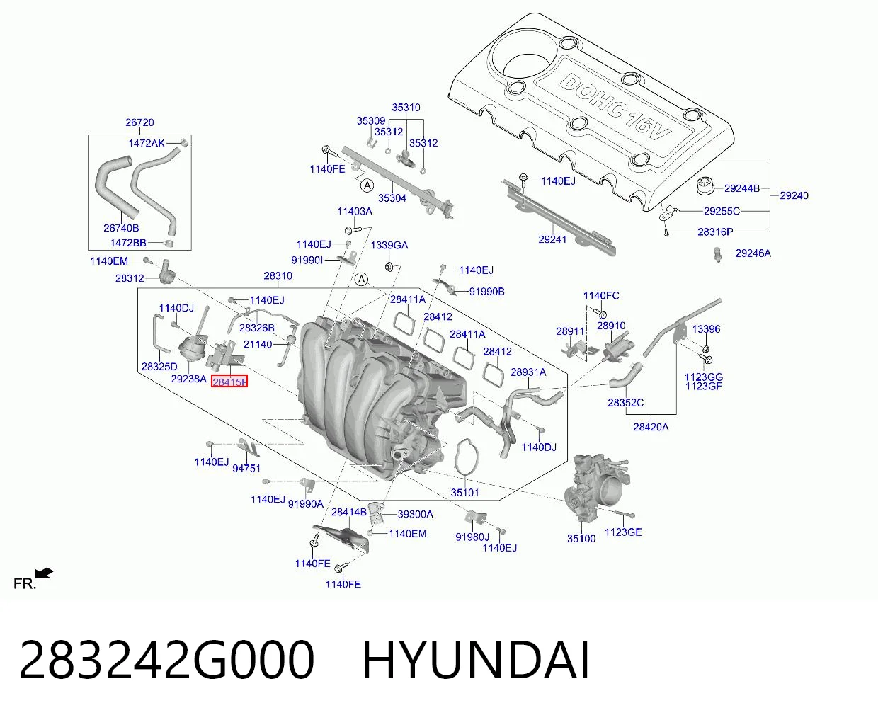 283242G000 Hyundai/Kia Válvula de solenoide de control de mariposa EGR