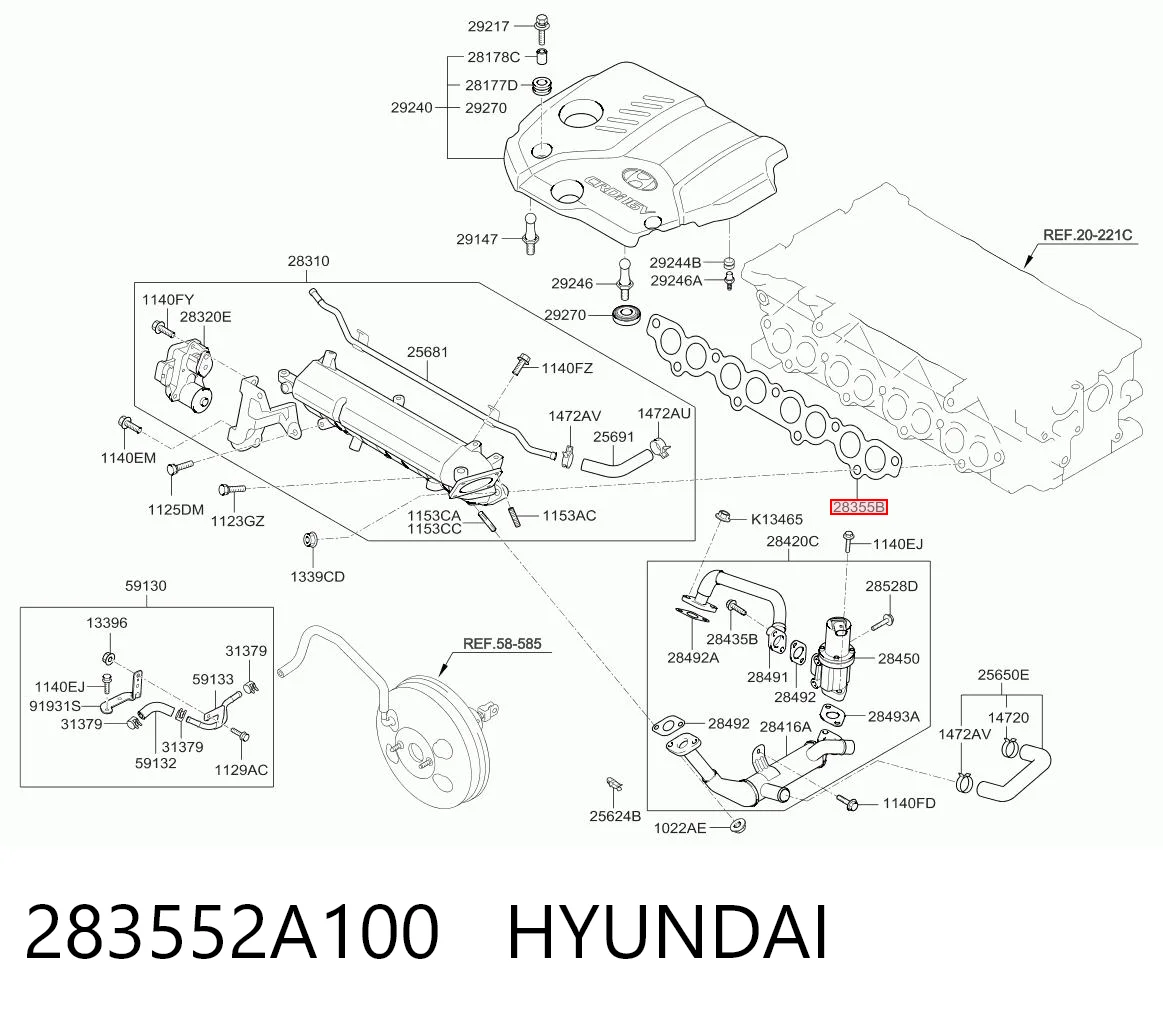 Juego de juntas, colector de admisión para Hyundai Elantra V MD