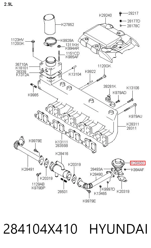 Válvula EGR para Hyundai Terracan HP