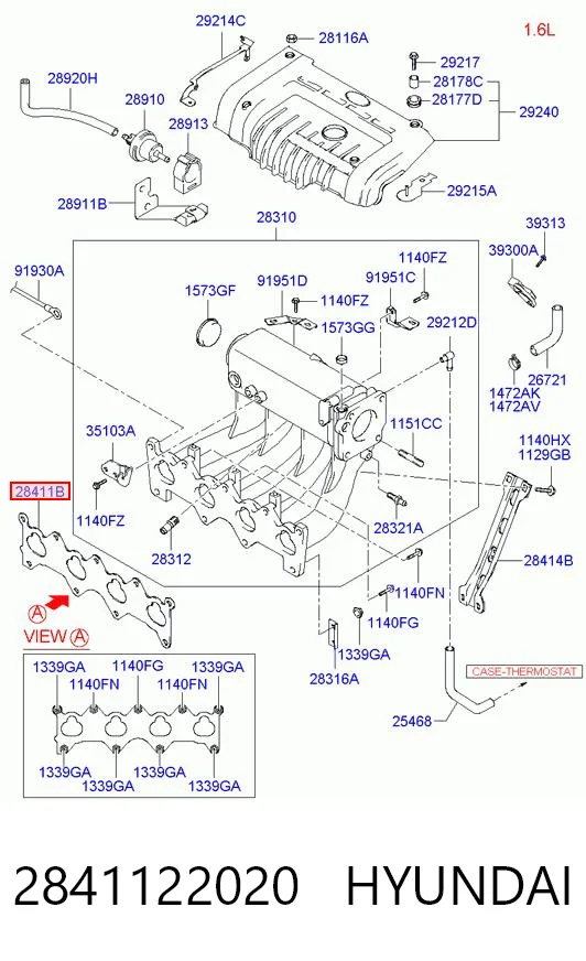 Juego de juntas, colector de admisión para Hyundai Accent II LC