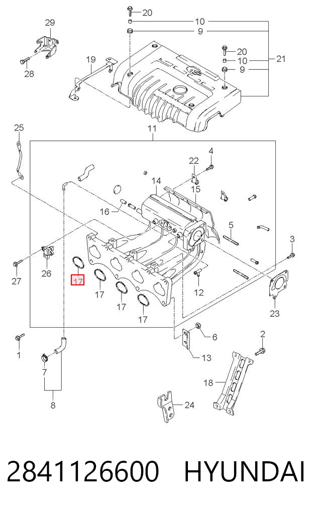 2841126600 Hyundai/Kia Juego de juntas, colector de admisión