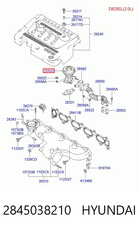 Válvula EGR para Hyundai Sonata EU4