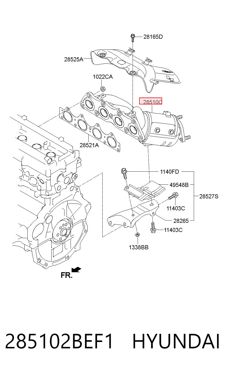 285102BEF1 Hyundai/Kia Catalizador de gasolina y diésel