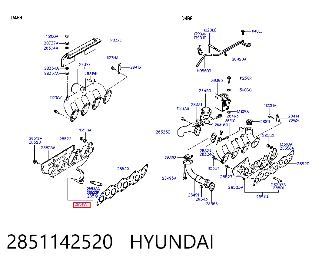 Colector de escape para Hyundai Galloper JK