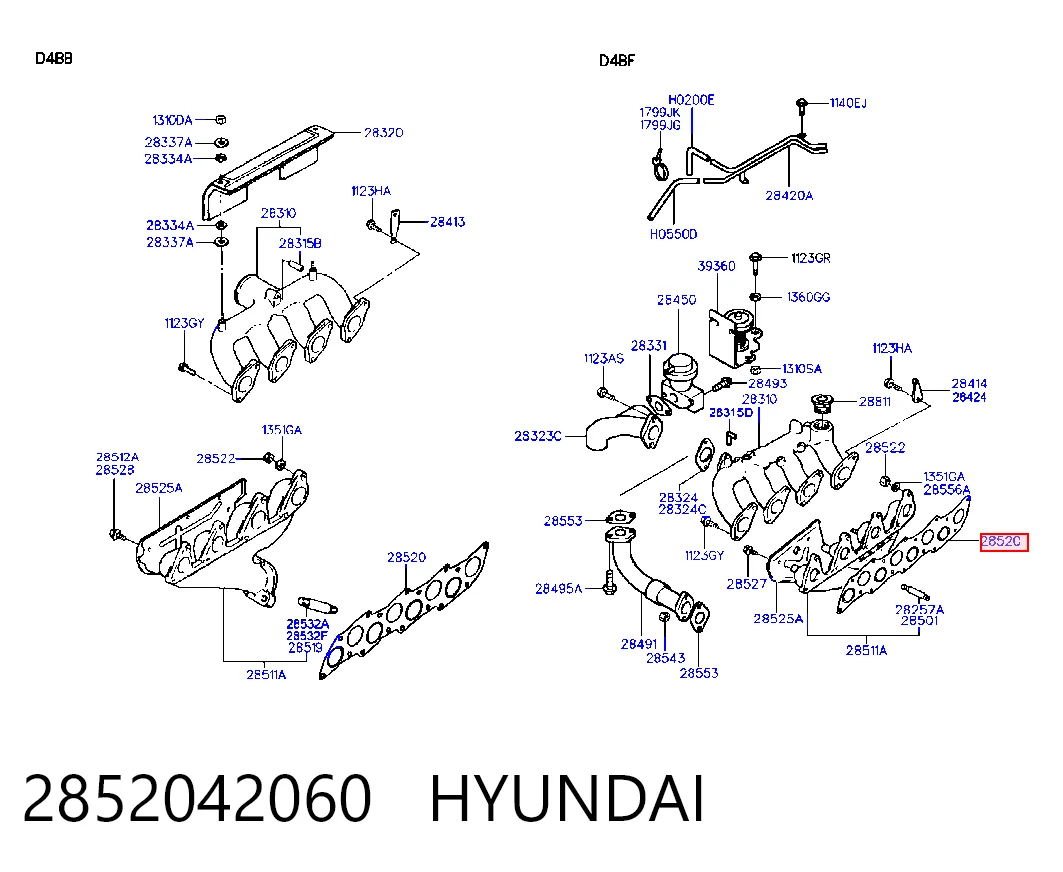Junta colector joint para Hyundai H-1 STAREX Starex 