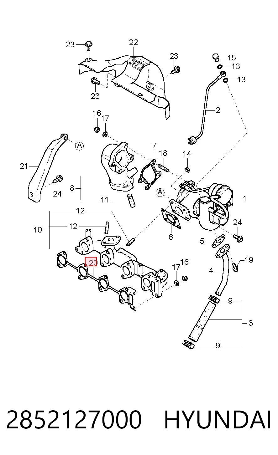 Junta de colector de escape para Hyundai Santa Fe II (CM)