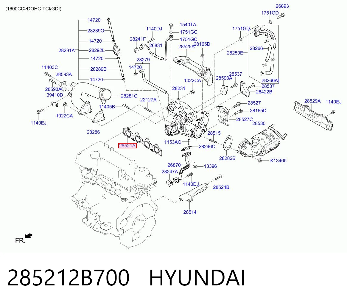285212B700 Hyundai/Kia Junta colector joint