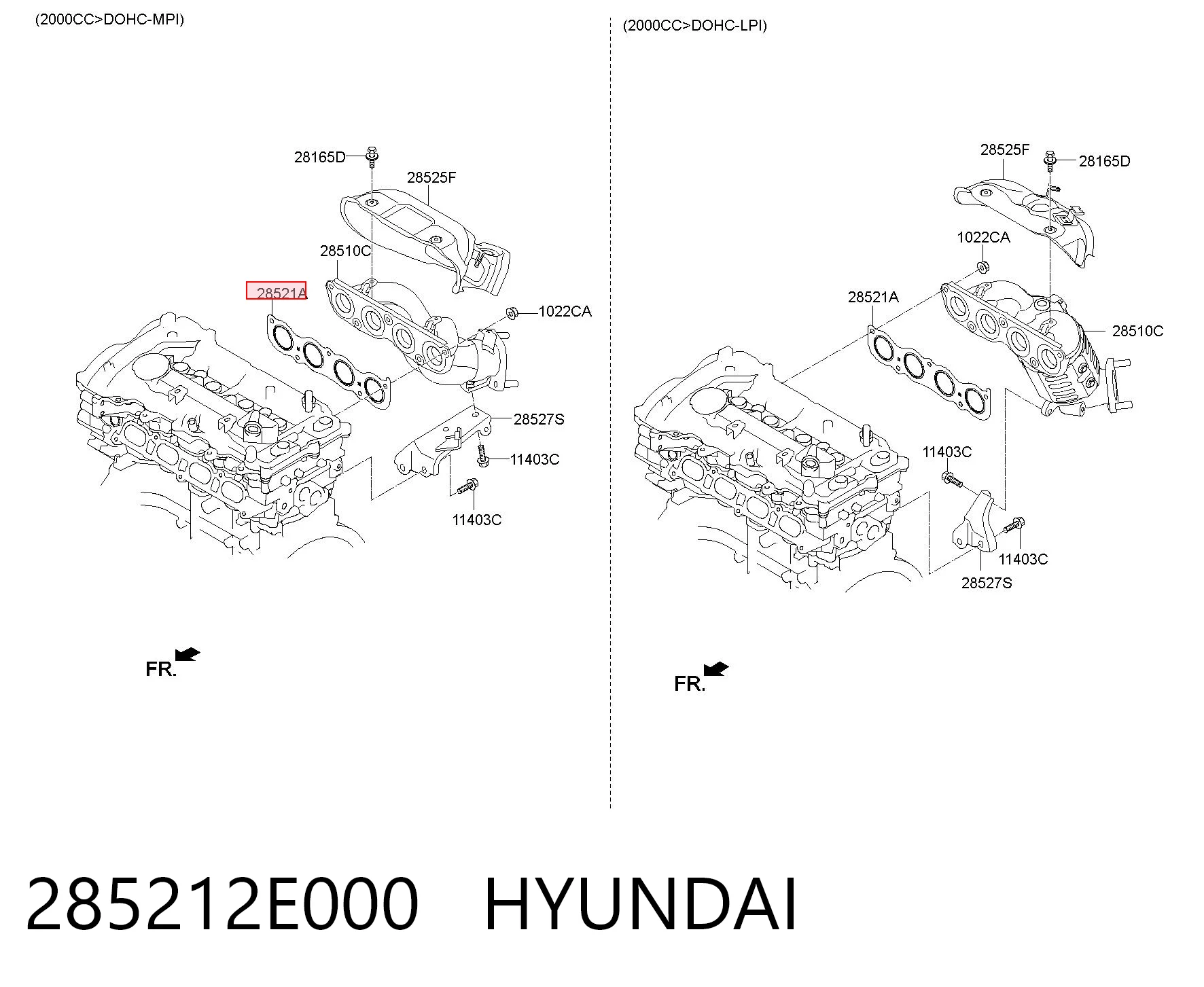 285212E000 Hyundai/Kia Junta colector joint