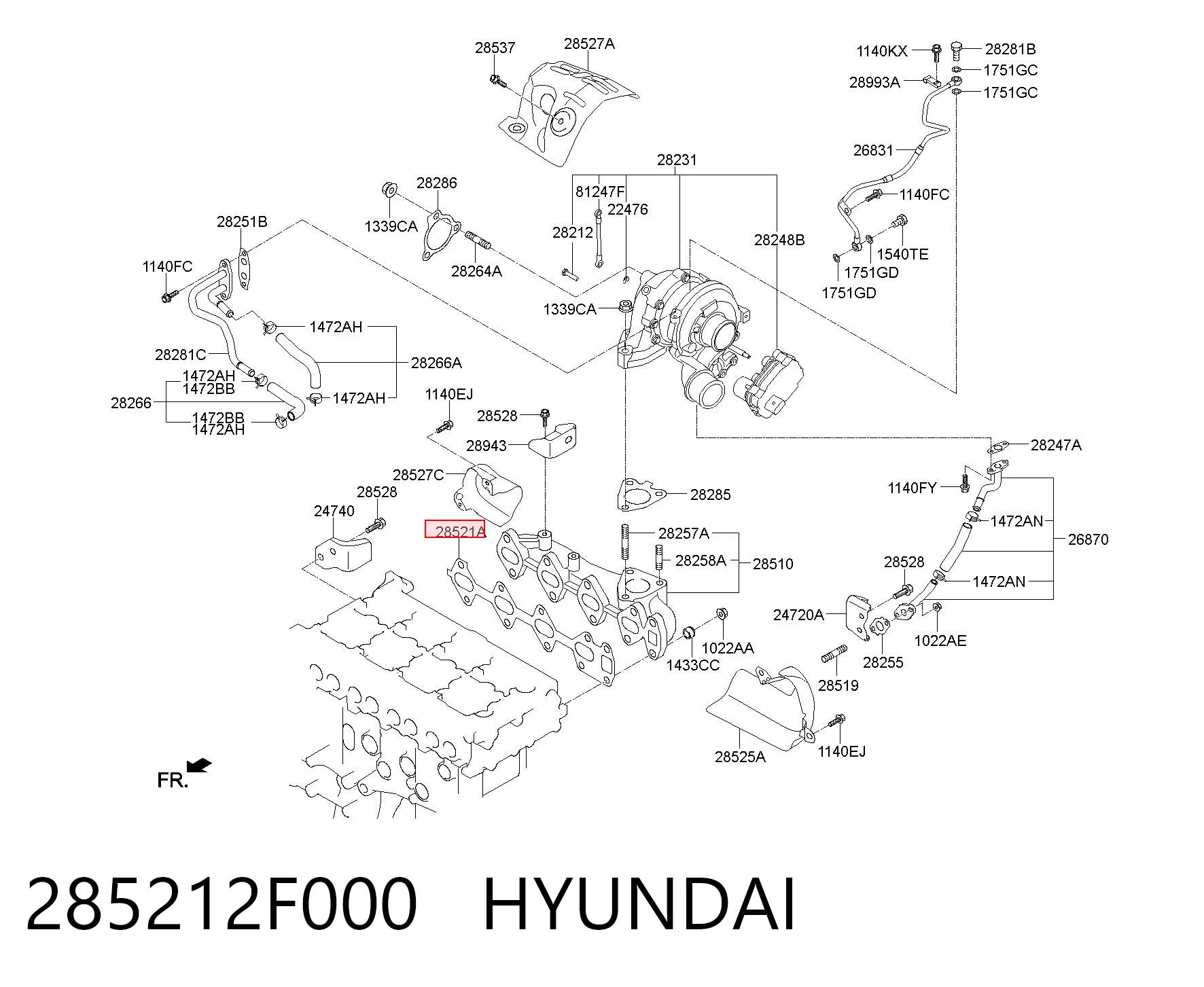Junta de colector de escape 285212F000 HYUNDAI
