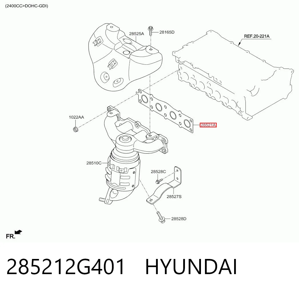 285212G401 Hyundai/Kia Junta colector joint