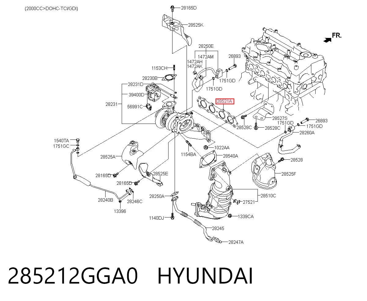 285212GGA0 Hyundai/Kia Junta colector joint