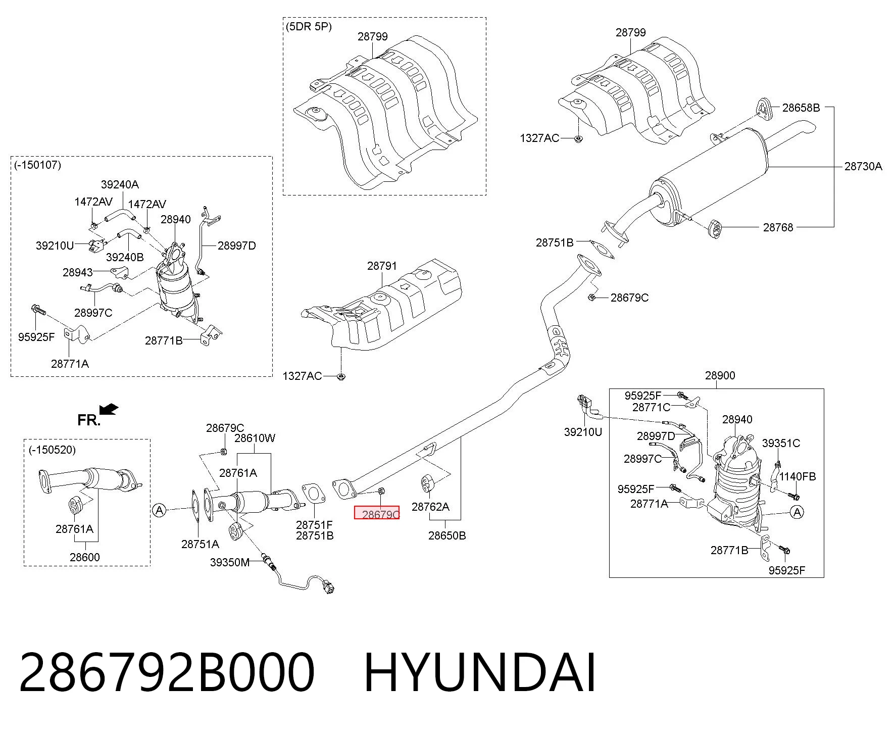 286792B000 Hyundai/Kia Tuerca de fijación del tubo de escape