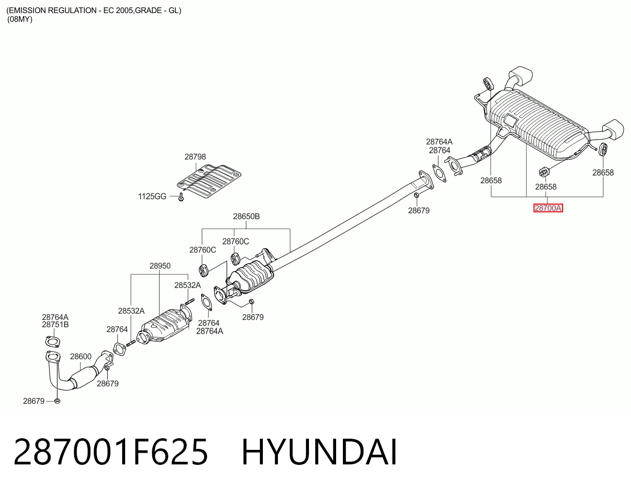 Silenciador trasero para Hyundai Tucson JM