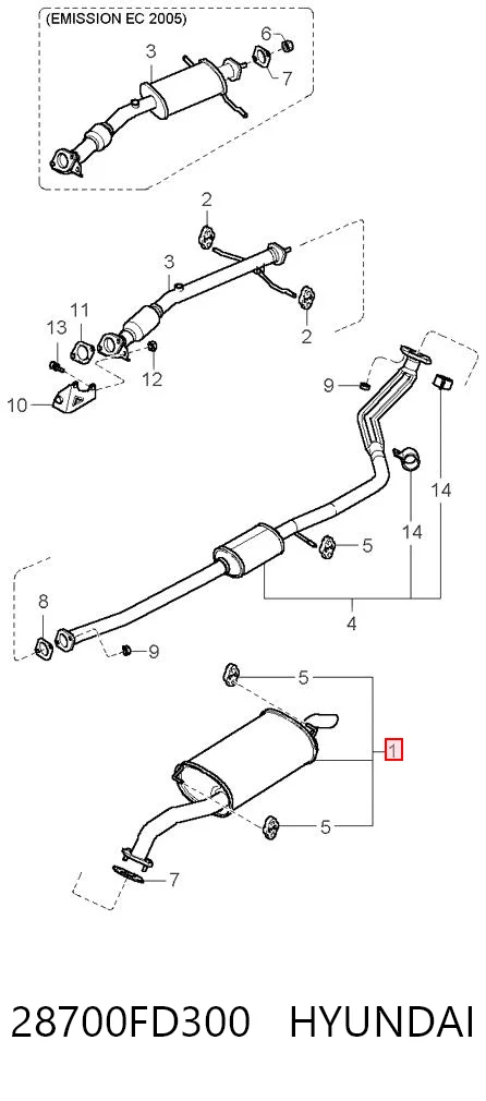 Silenciador trasero para KIA Rio I DC