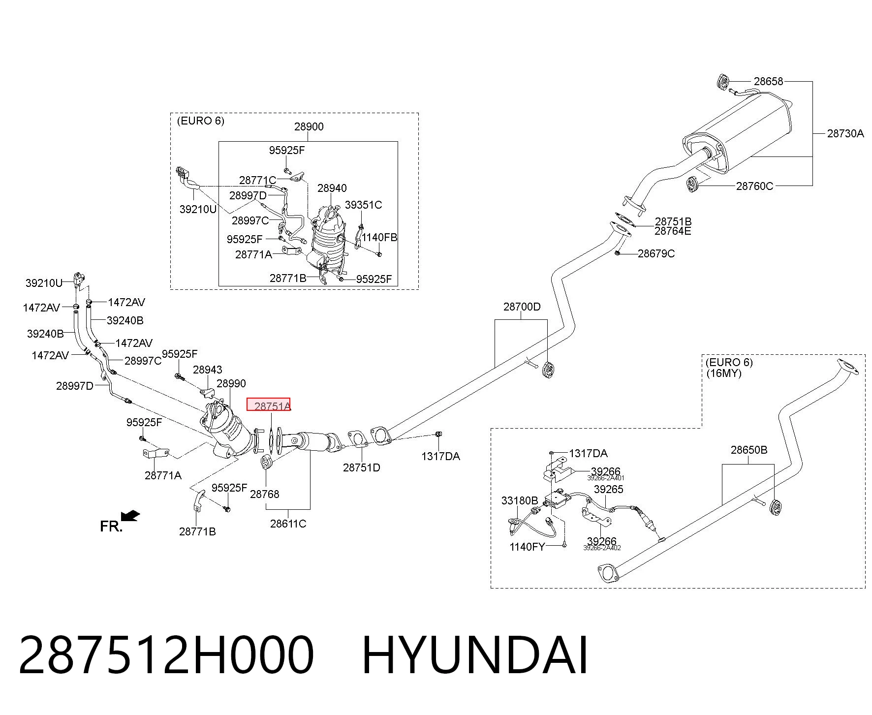 287512H000 Hyundai/Kia Junta de sistema de escape