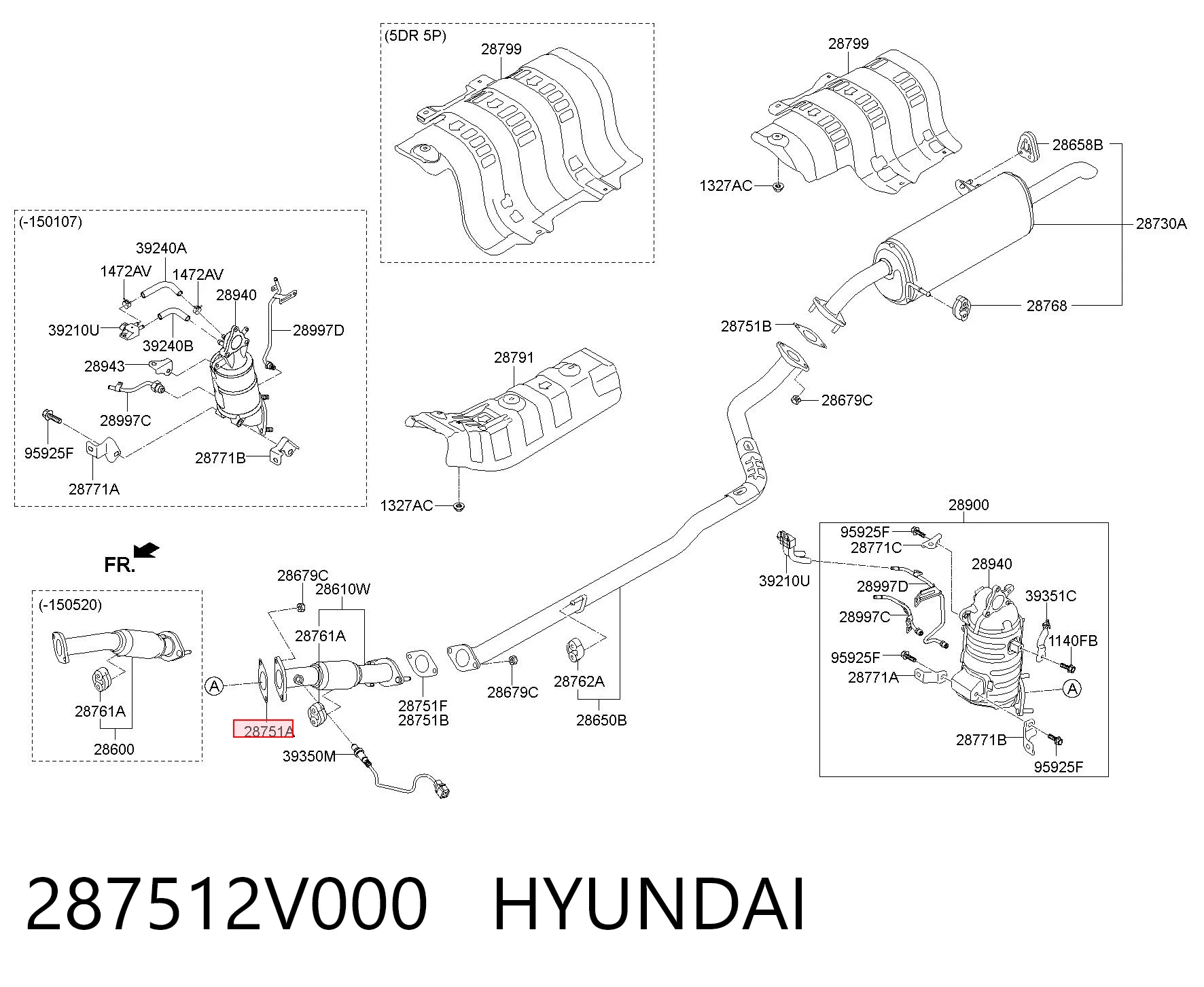 287512V000 Hyundai/Kia Junta de sistema de escape