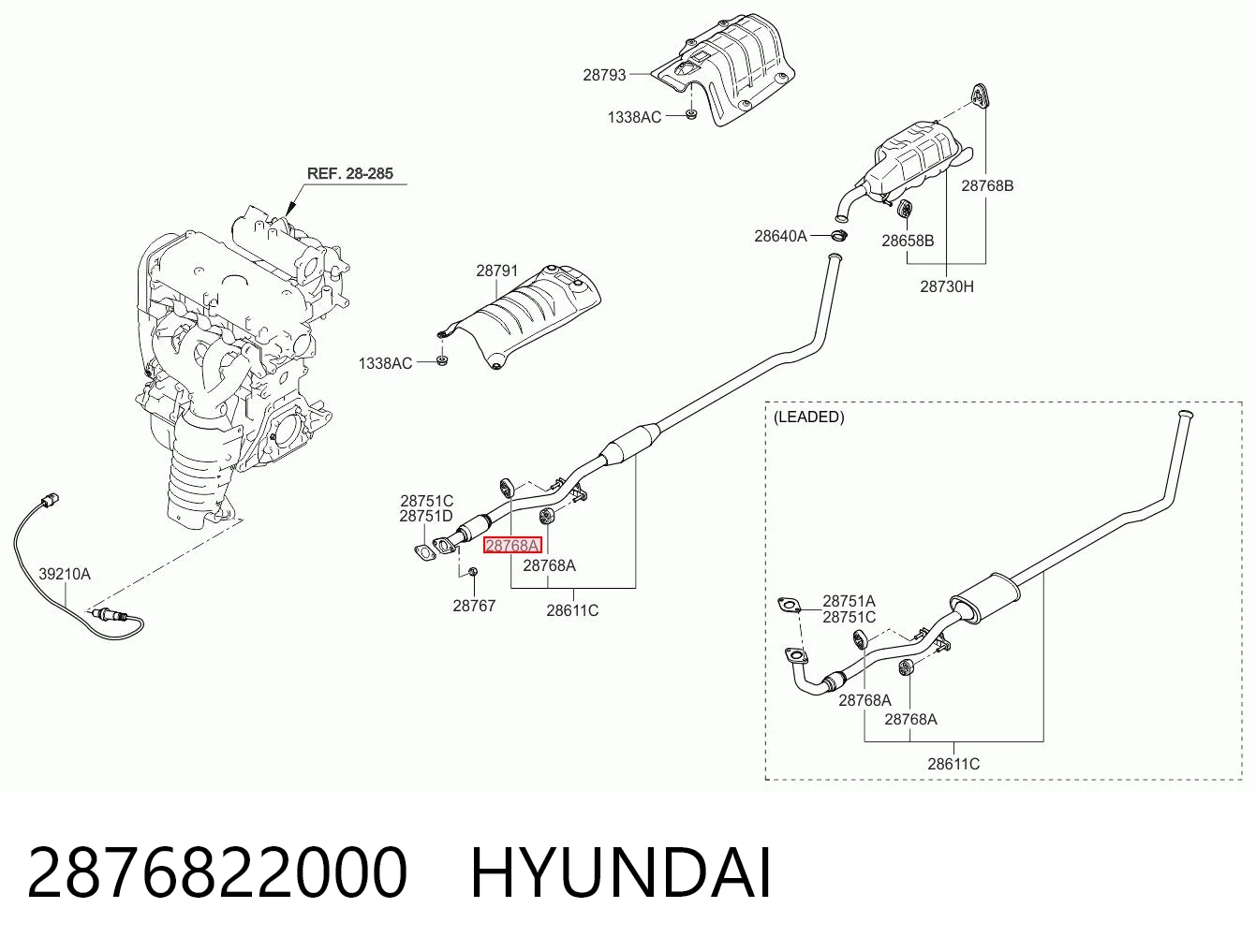 2876822000 Hyundai/Kia Soporte de escape