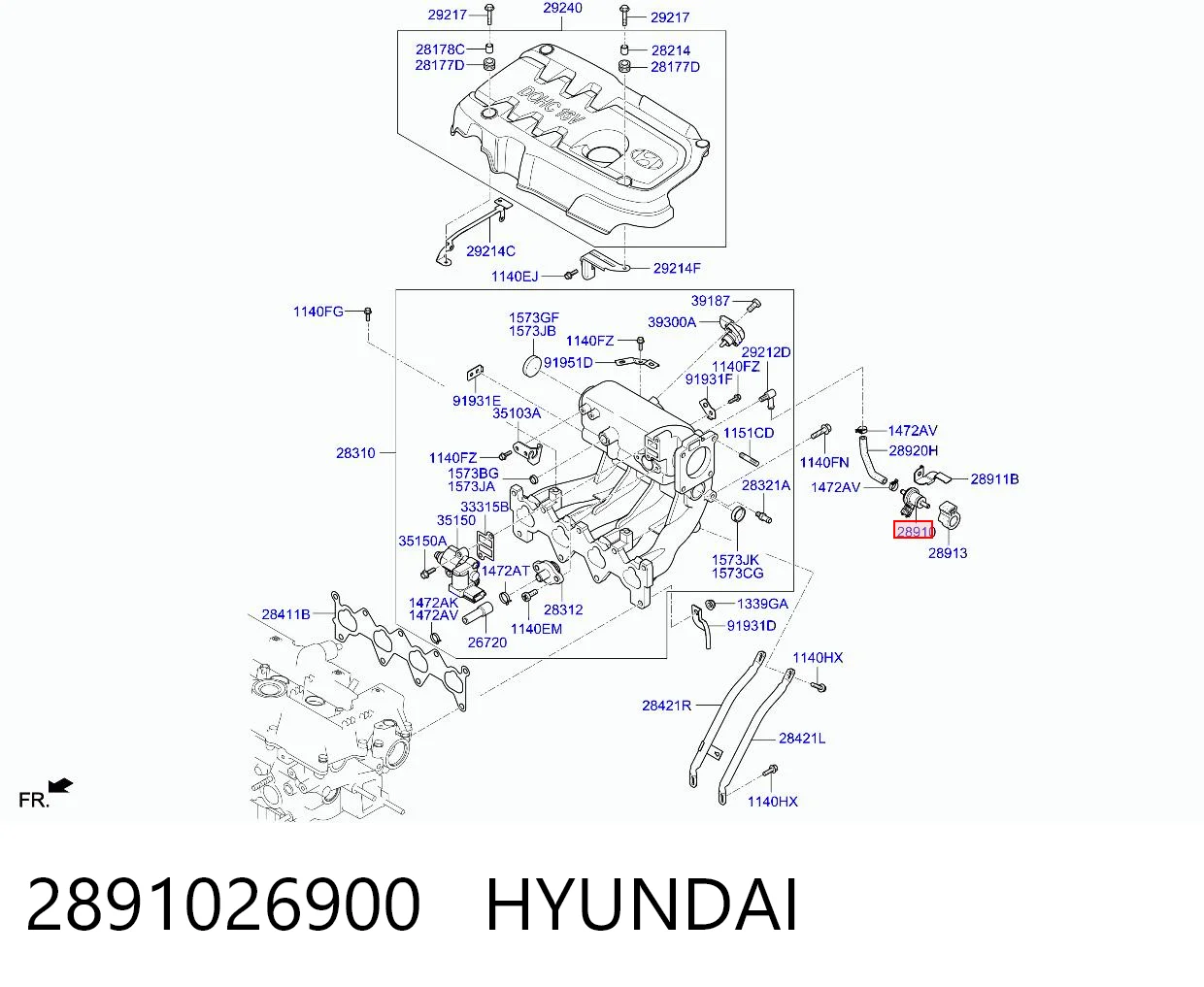 2891026900 Hyundai/Kia Válvula de purga del catalizador