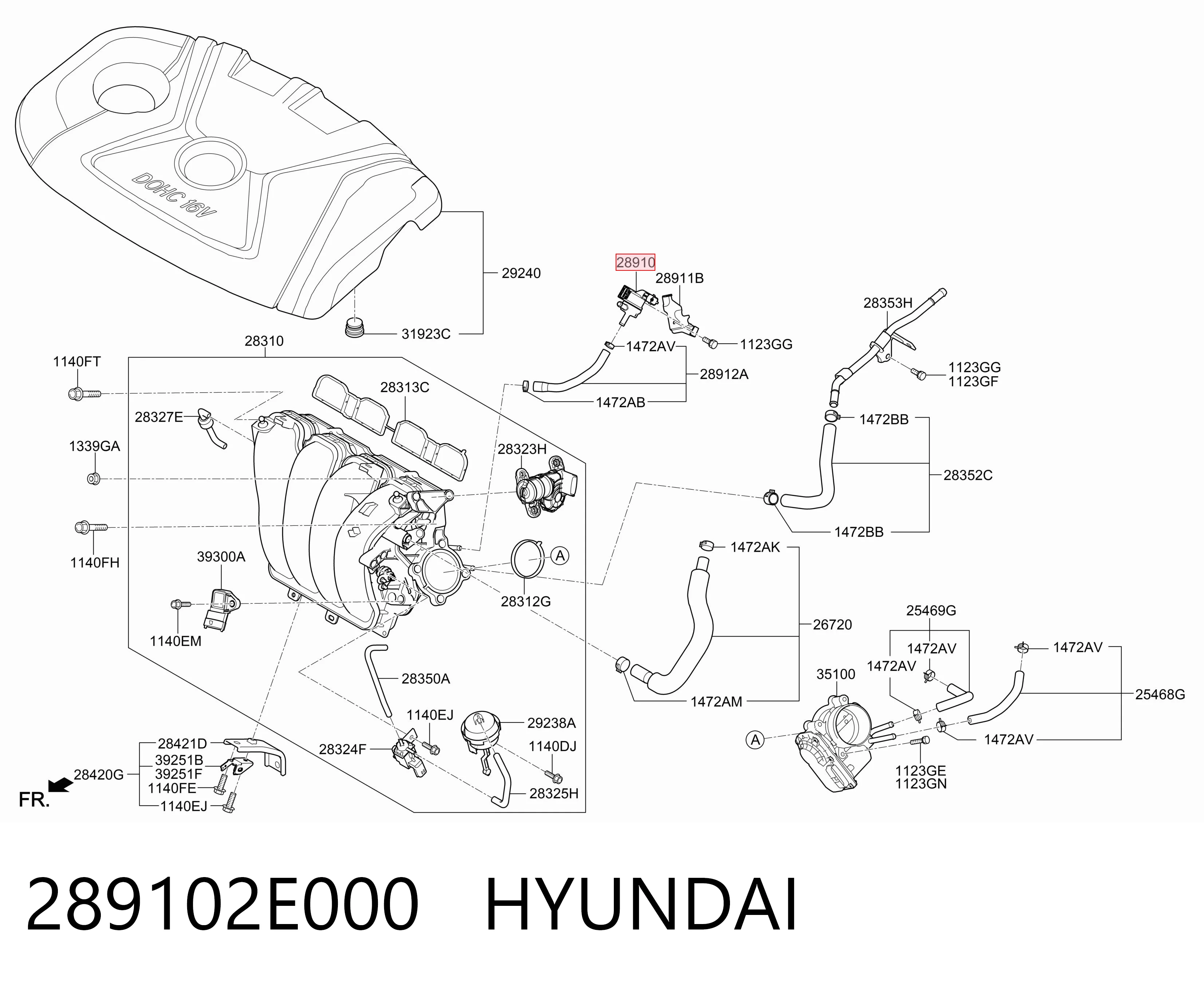 289102E000 Hyundai/Kia Válvula de purga de vapores de combustible