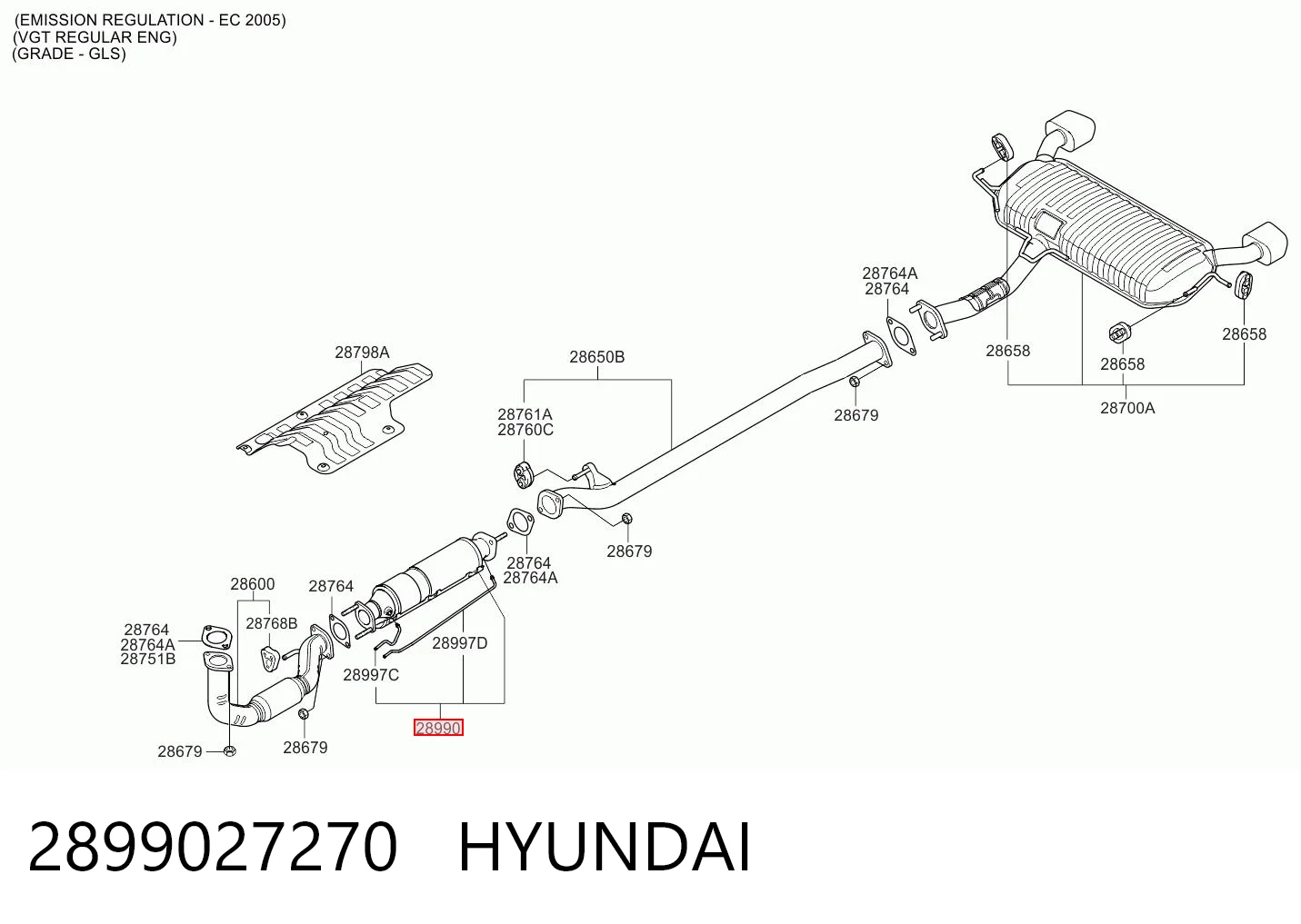 Catalizador 2899027270 HYUNDAI