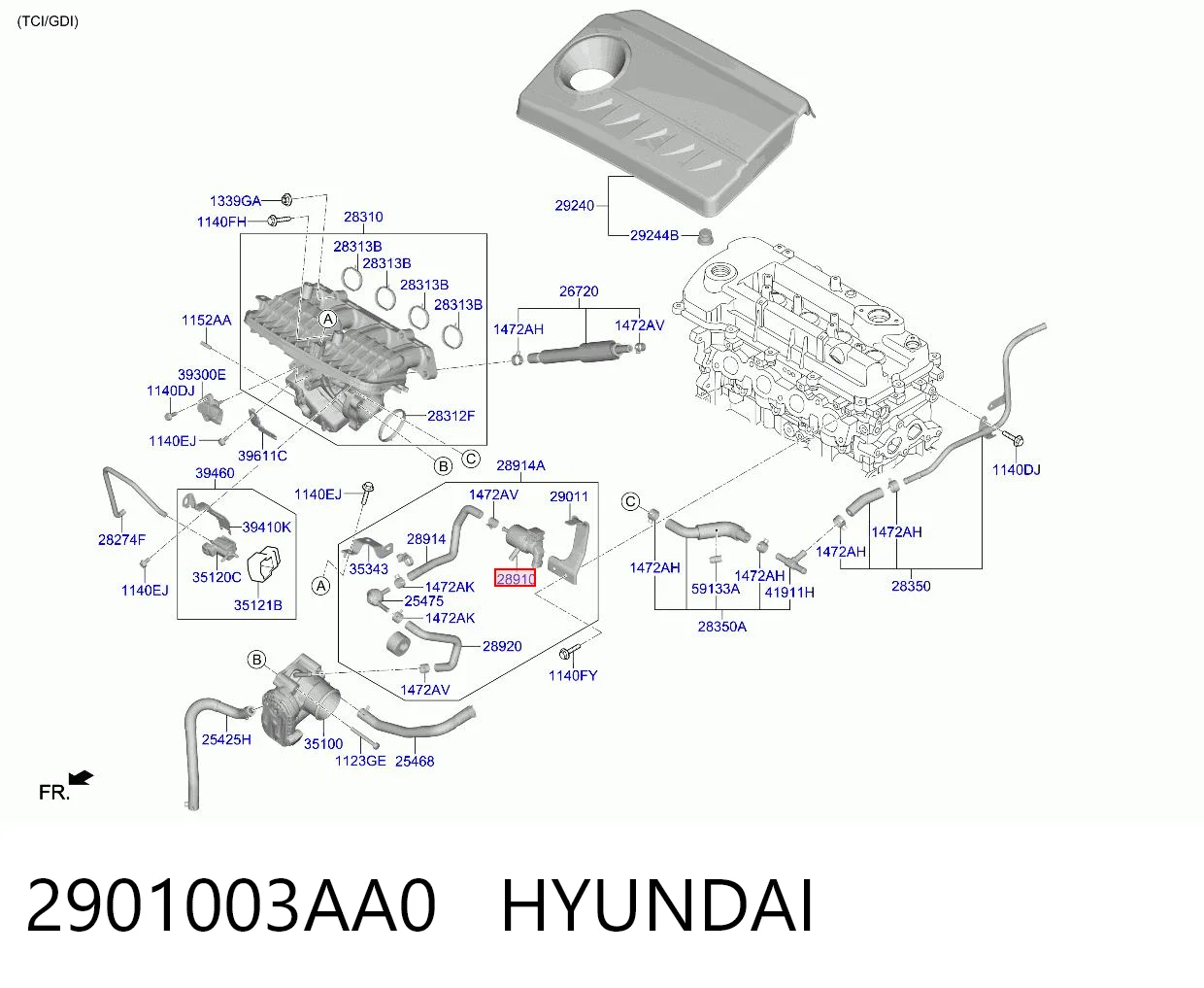 2901003AA0 Hyundai/Kia Válvula de ventilación de gases del tanque de combustible