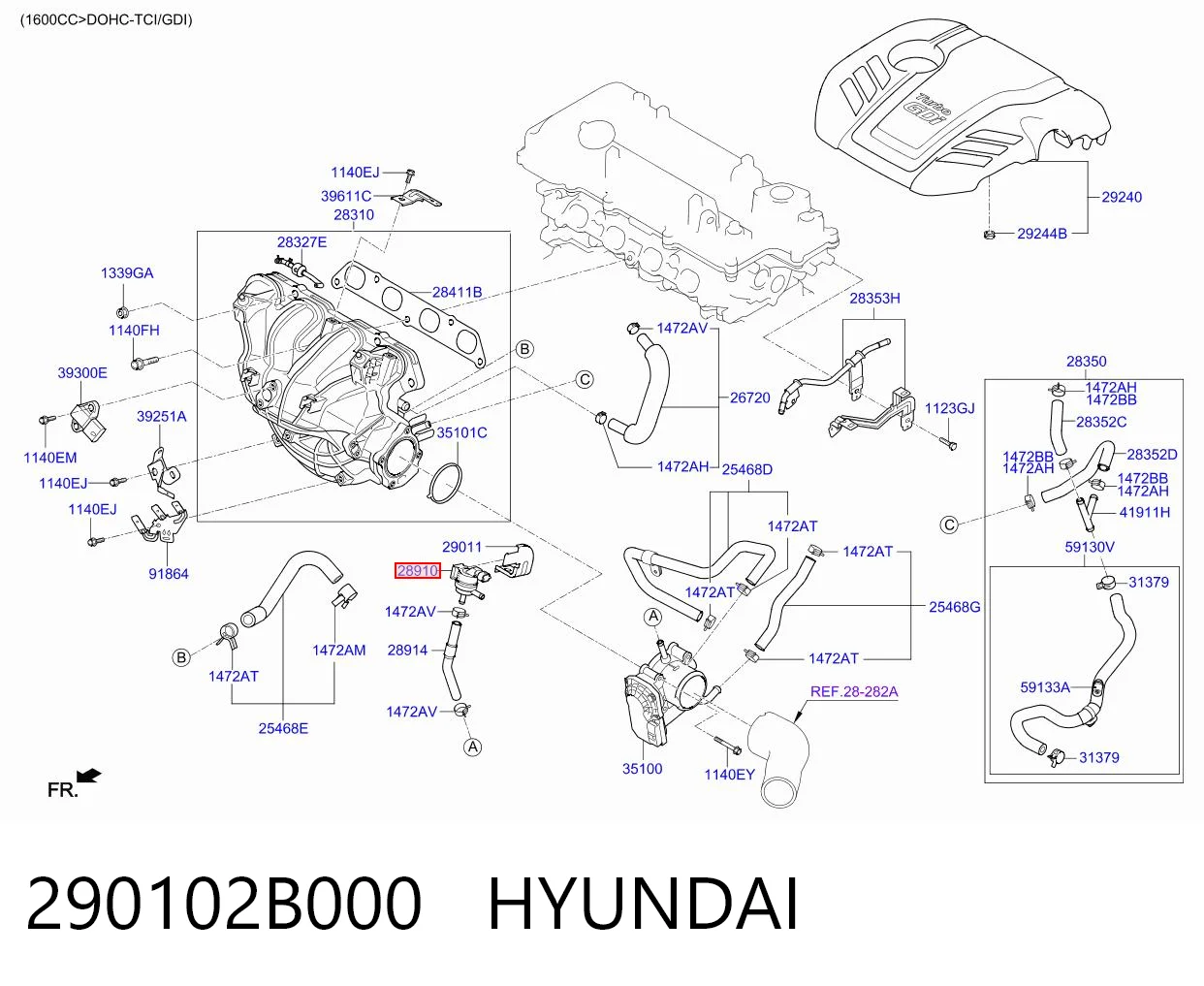 290102B000 Hyundai/Kia Válvula de ventilación de gases del tanque de combustible