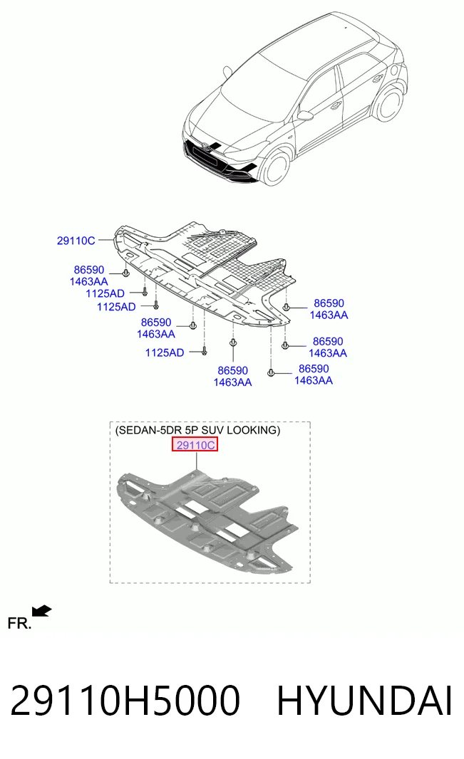 Protector antiempotramiento del motor  Hyundai Accent  (2014-2017)