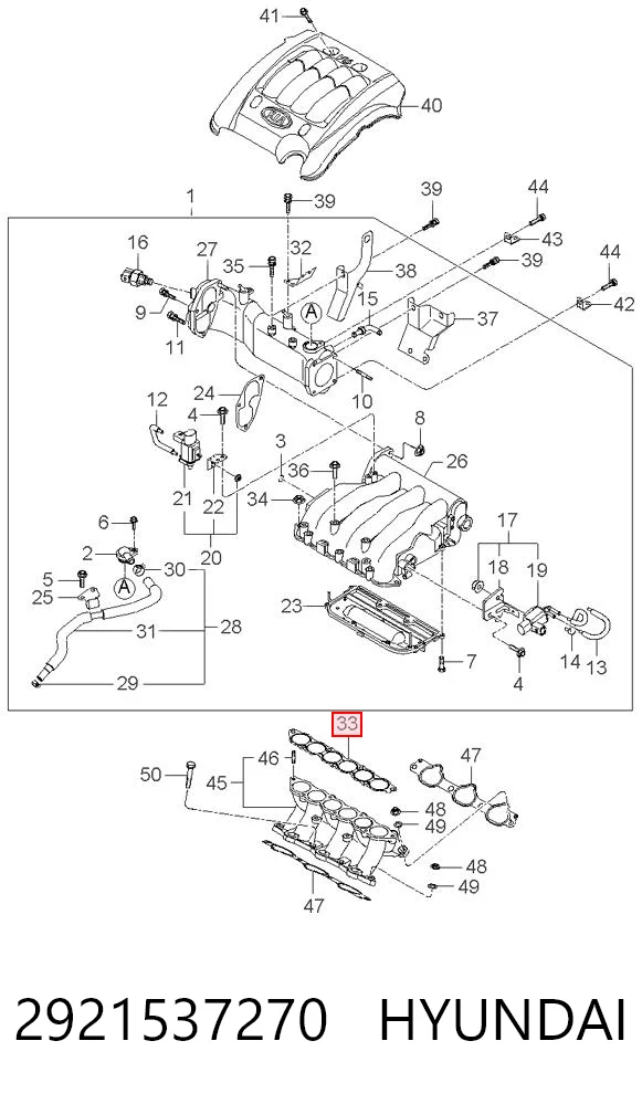 2921537270 Hyundai/Kia Junta superior del colector de admisión