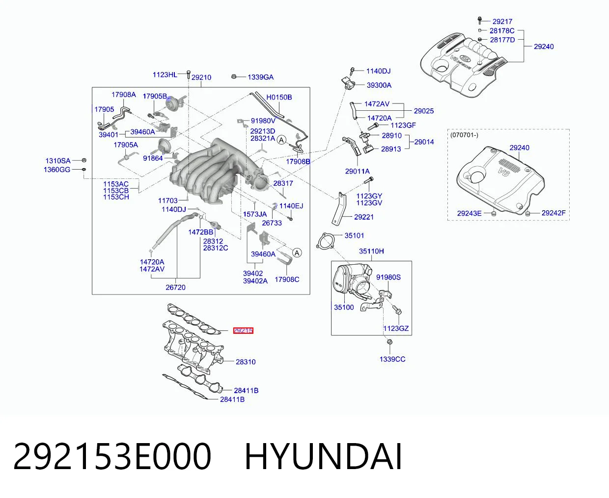 Junta del colector de admisión 292153E000 HYUNDAI