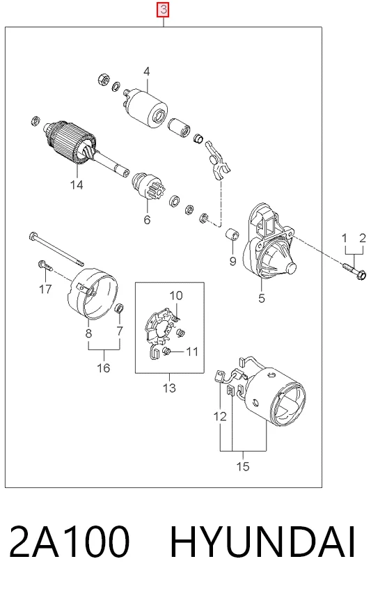 2A100 Hyundai/Kia Arranque motores