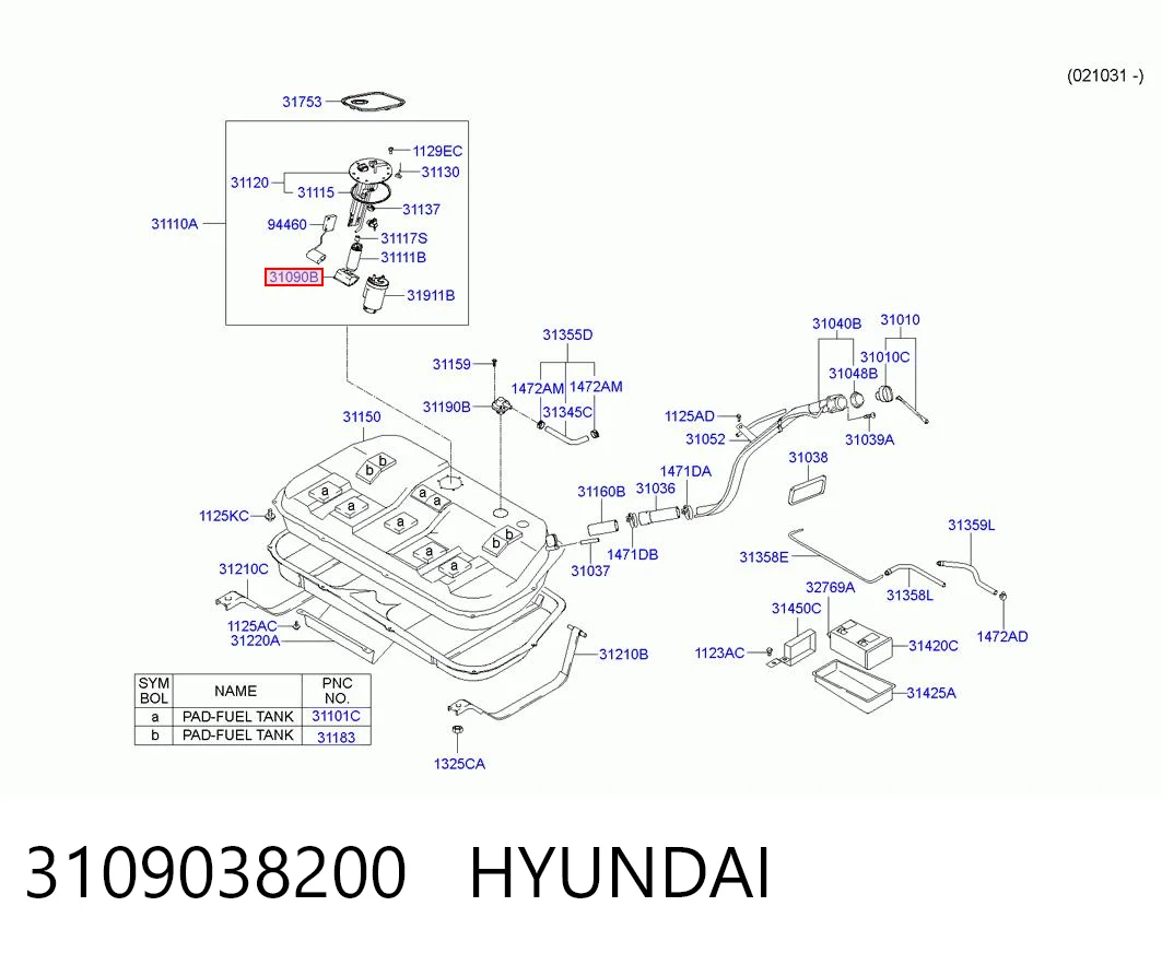 Filtro de malla de la bomba de combustible para Hyundai Sonata EU4