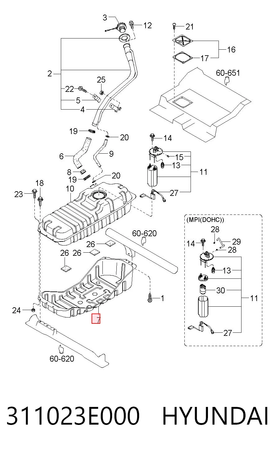 Protector de cárter y depósito de combustible 311023E000 HYUNDAI