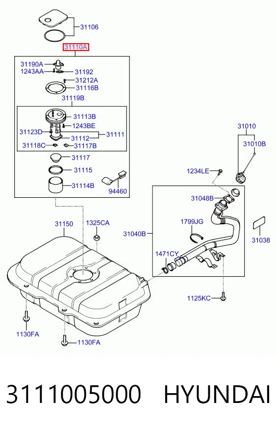 3111005000 Hyundai/Kia Módulo de alimentación de combustible