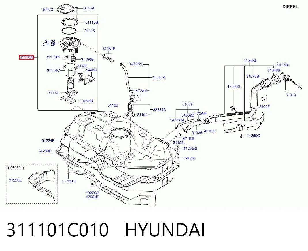 311101C010 Hyundai/Kia Módulo de alimentación de combustible