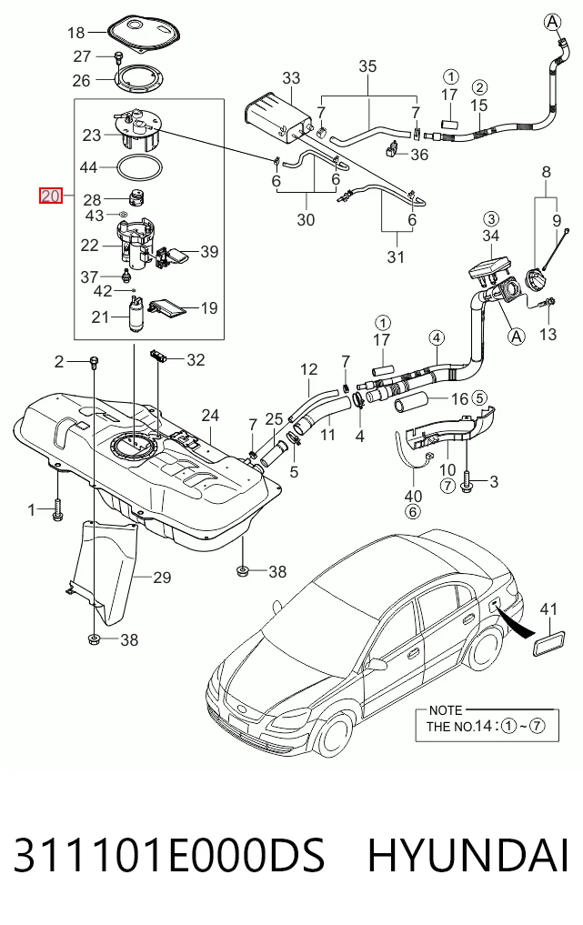 311101E000DS Hyundai/Kia Módulo de alimentación de combustible