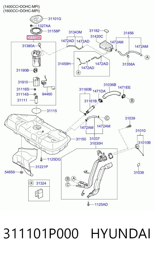 311101P000 Hyundai/Kia Módulo de alimentación de combustible