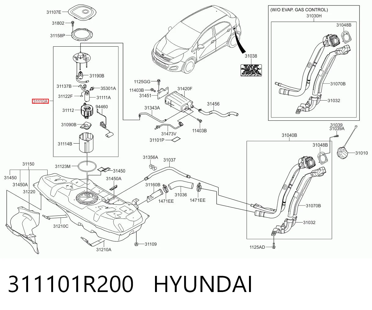 Módulo alimentación de combustible  KIA Rio III sedán (UB) (2010 - 2017) precio, desde 69,70 EUR