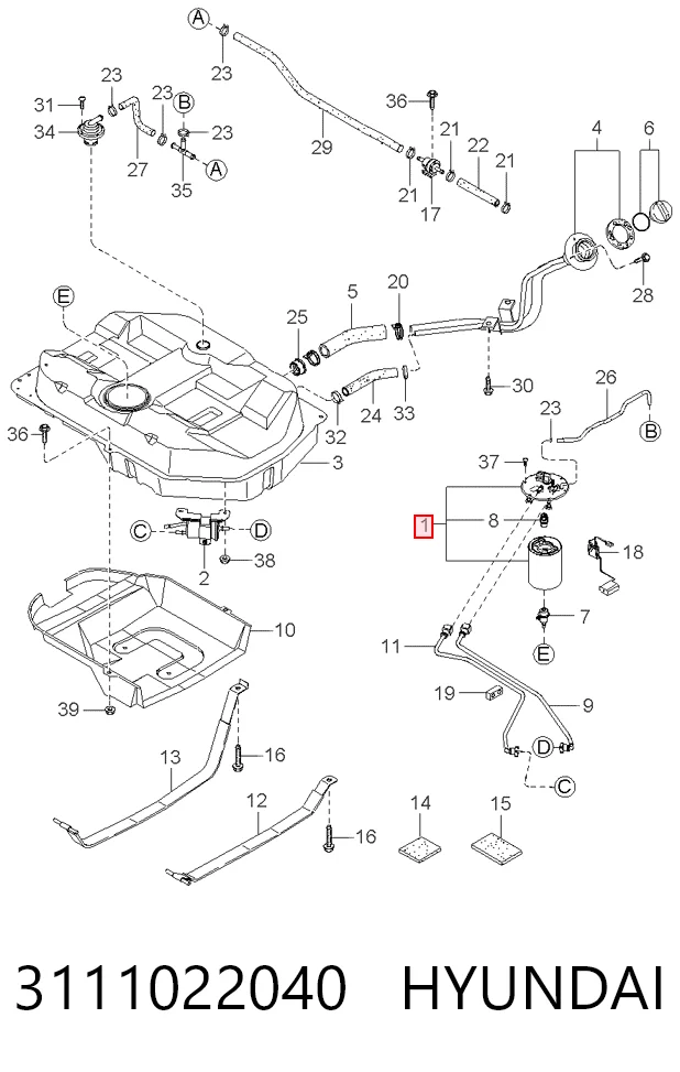 3111022040 Hyundai/Kia Elemento de turbina de la bomba de combustible