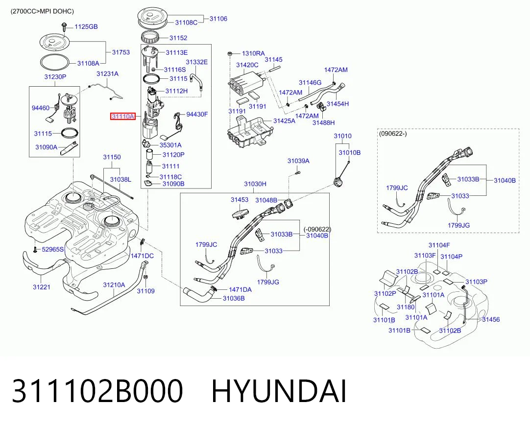Módulo de bomba de combustible con sensor de nivel de combustible 311102B000 HYUNDAI
