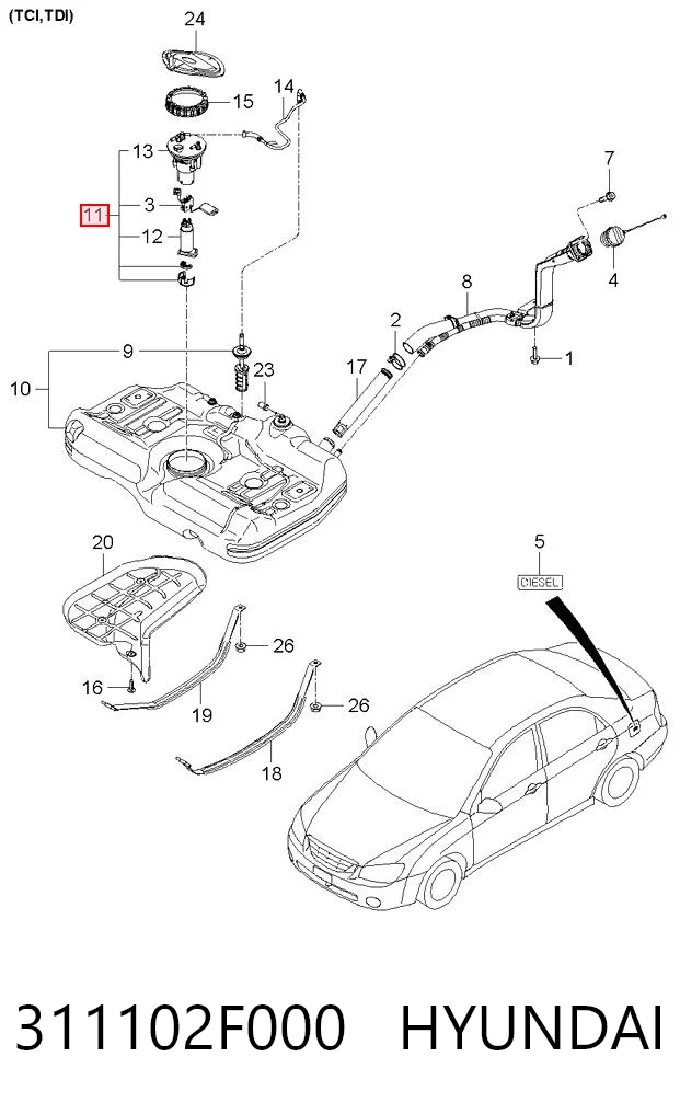 Comprar Módulo de bomba de combustible con sensor de nivel de combustible KIA Cerato  LD a bajo precio