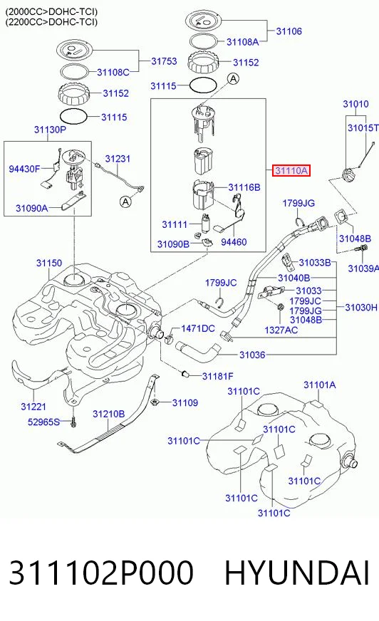 311102P000 Hyundai/Kia Módulo de alimentación de combustible
