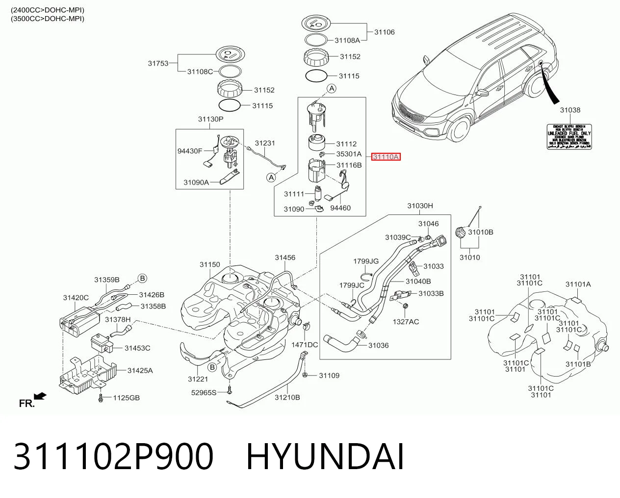 Módulo alimentación de combustible  KIA Sorento II SUV (XM) (2009 - 2014) precio, desde 181,67 EUR