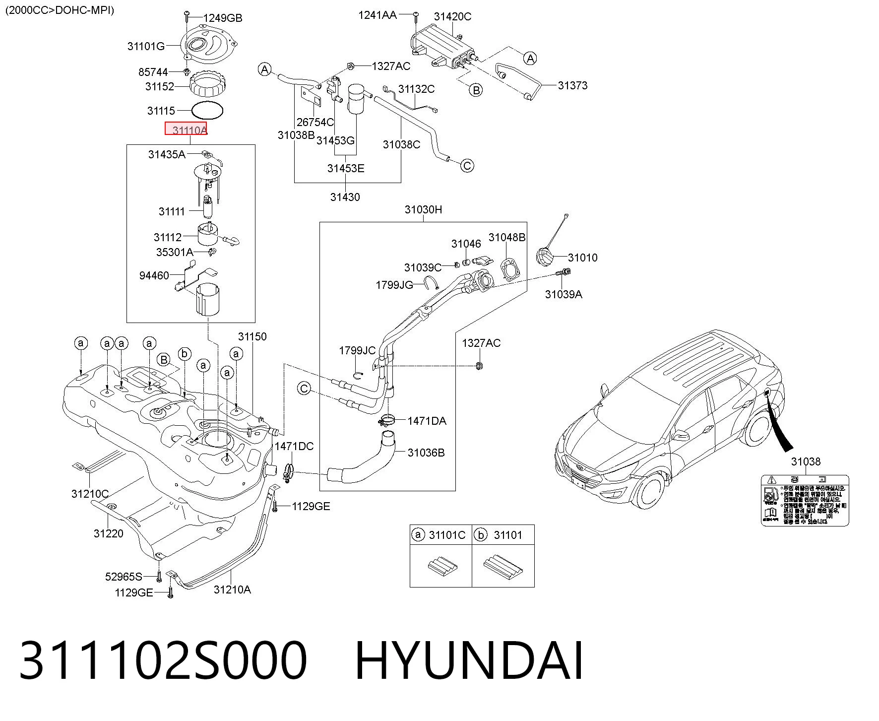 311102S000 Hyundai/Kia Módulo de alimentación de combustible
